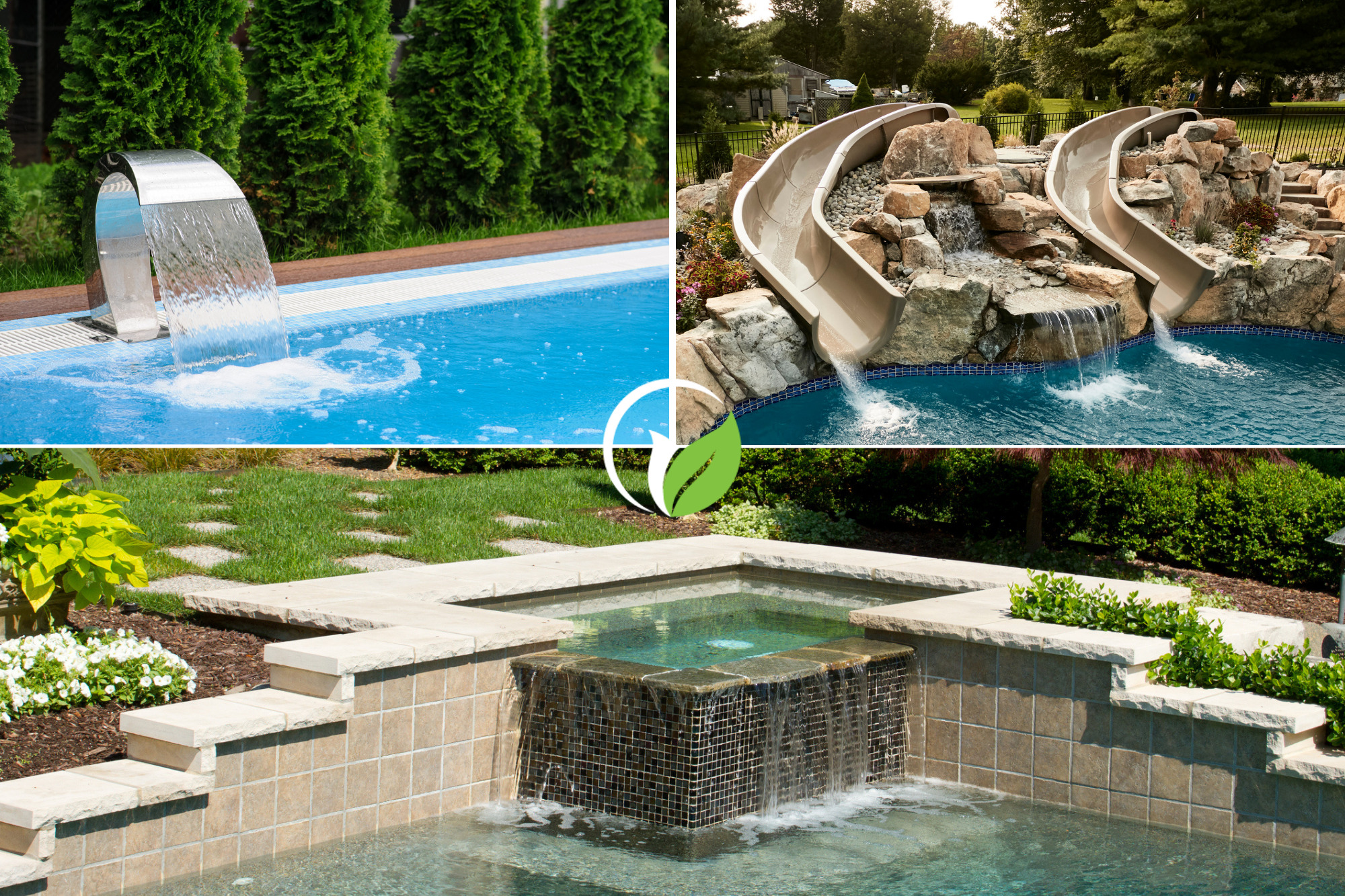 Pool Features Pool Waterfall, Pool Fountain, Pool Slide